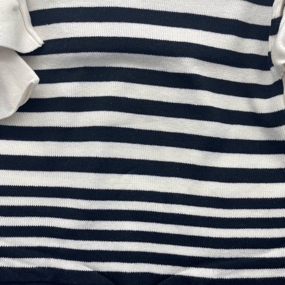 Women's Knit Sweater Bell Sleeve Black and White Striped Top Tiered XS, S, M - Picture 6 of 9